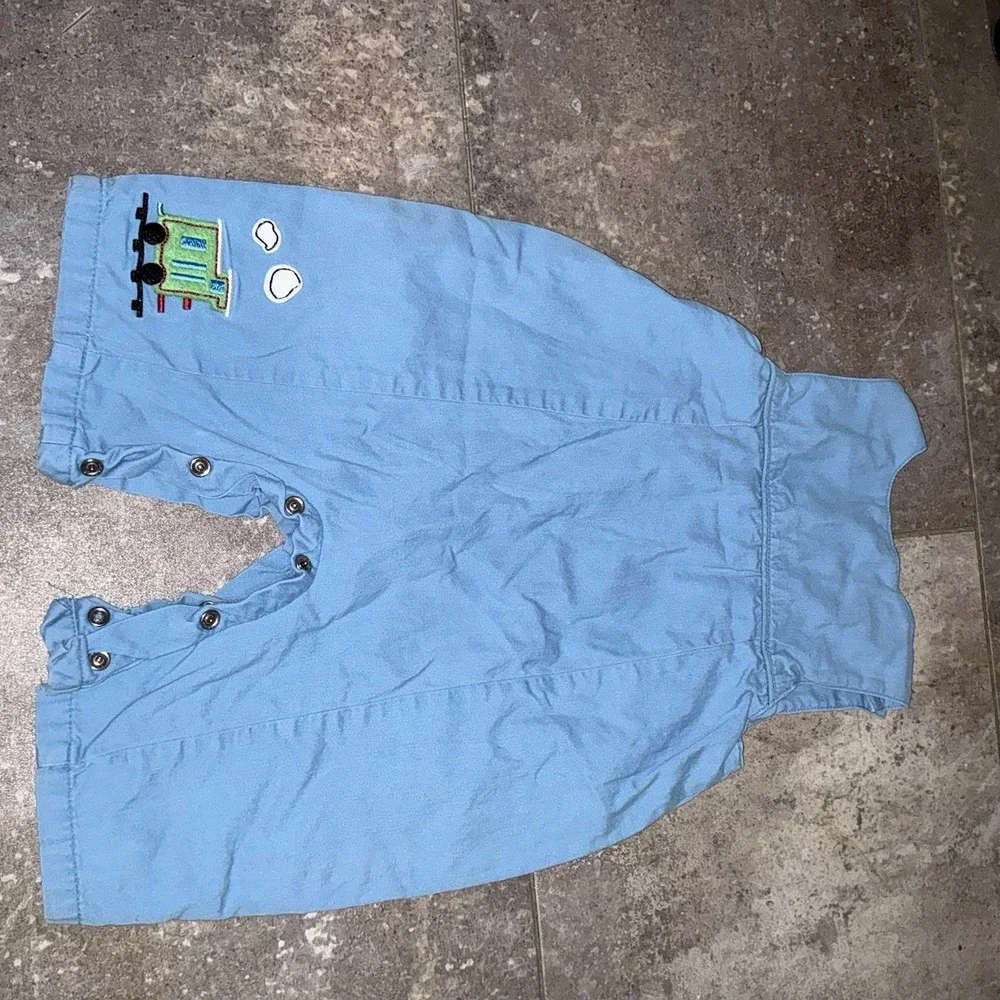 Vintage Baby Gap Overalls Train Blue Newborn 12-17 Lbs